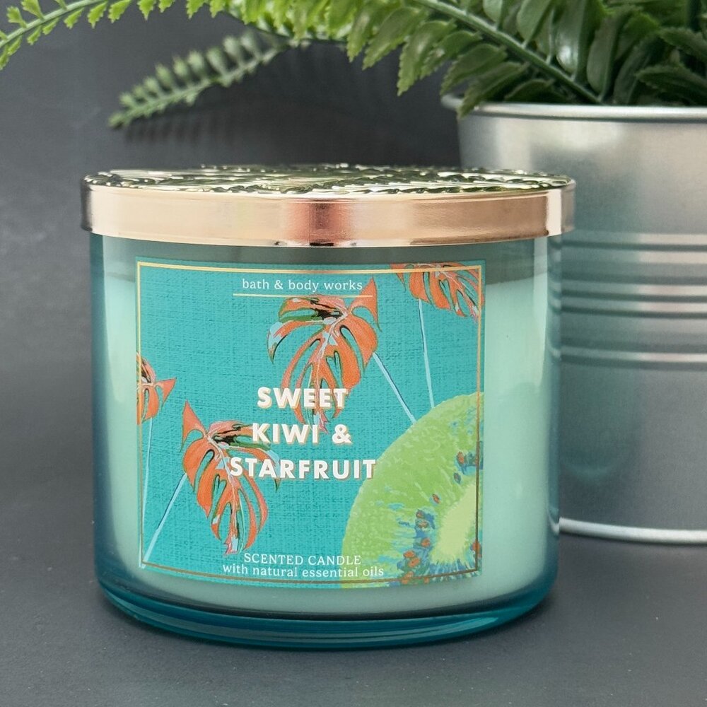 BBW Sweet Kiwi & Starfruit Bath & Body Works 3 Wick Candle